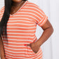 Zenana Full Size Striped V-Neck Pocket Dress