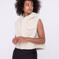 Sherpa Cropped Hoodie Vest with Flap Pocket