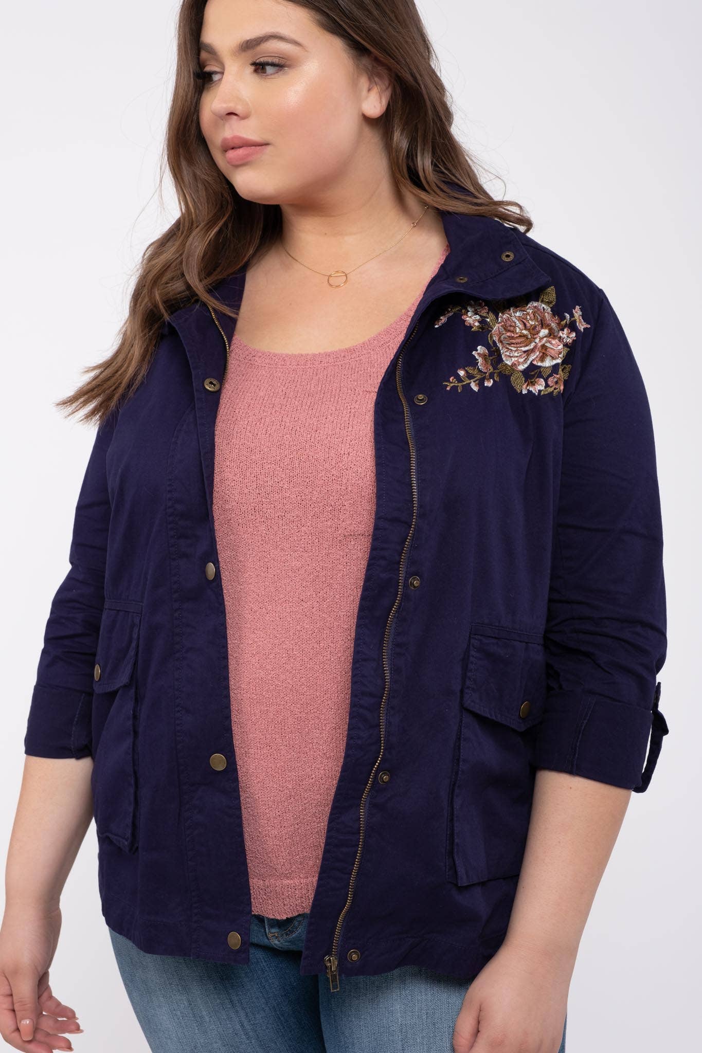 Embroidered Detail Jacket - Plus